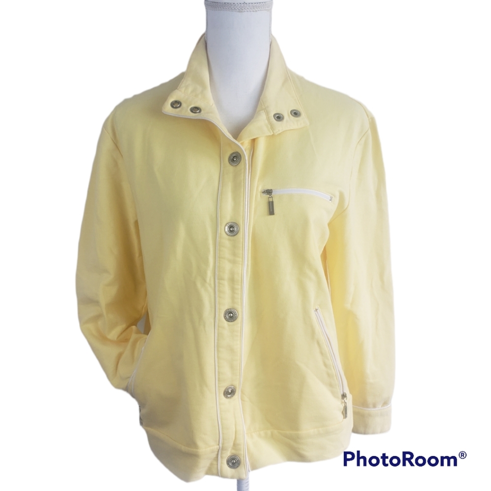 Draper's And Damons Women's Petite Jacket Snap Up Yellow Petite Small